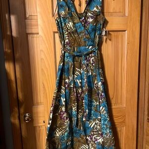 Sears Teal and Olive Floral Maxi Dress